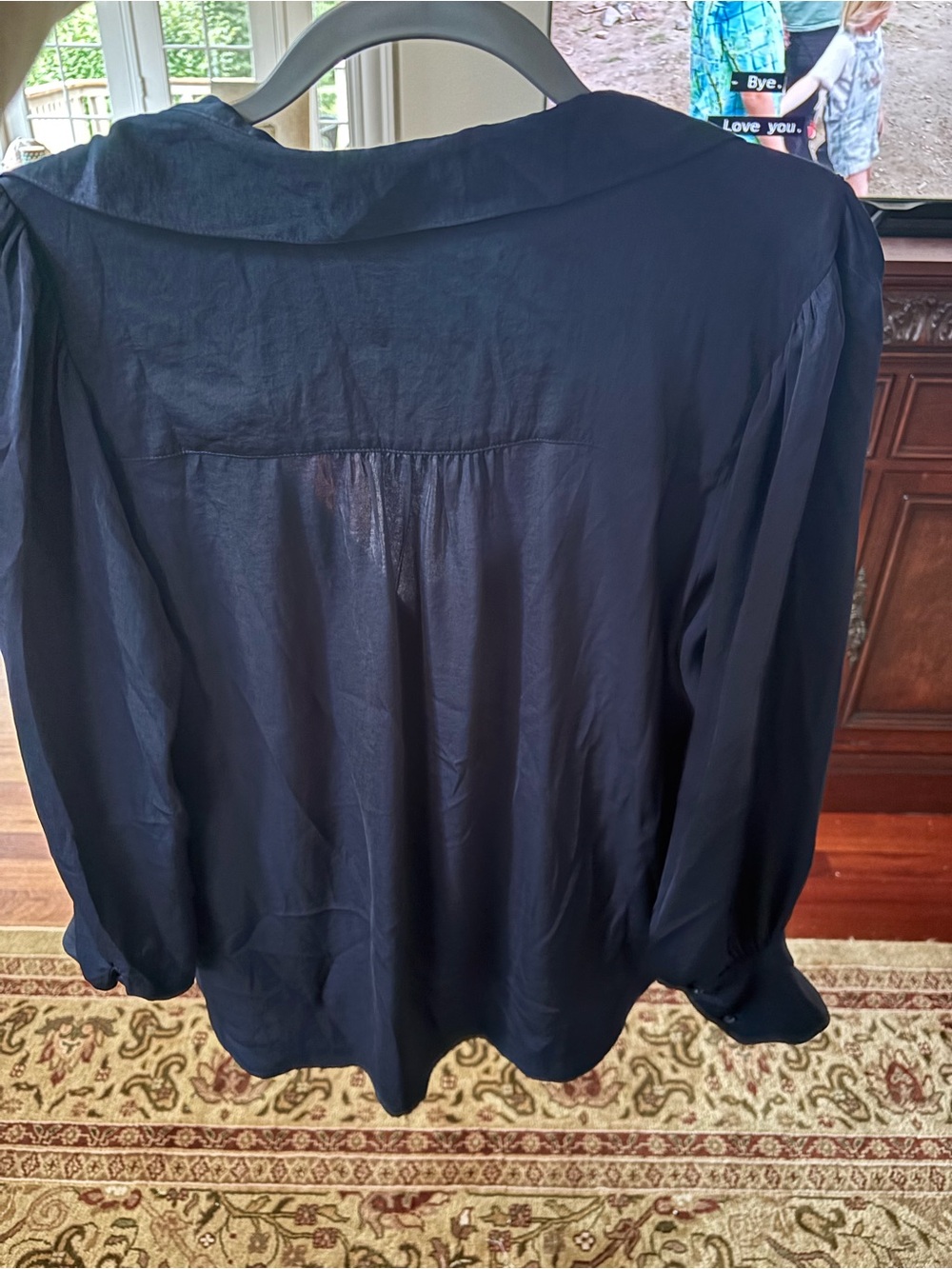 Banana Republic Deep Navy Draped Silk Blouse - Picture 2 of 3
